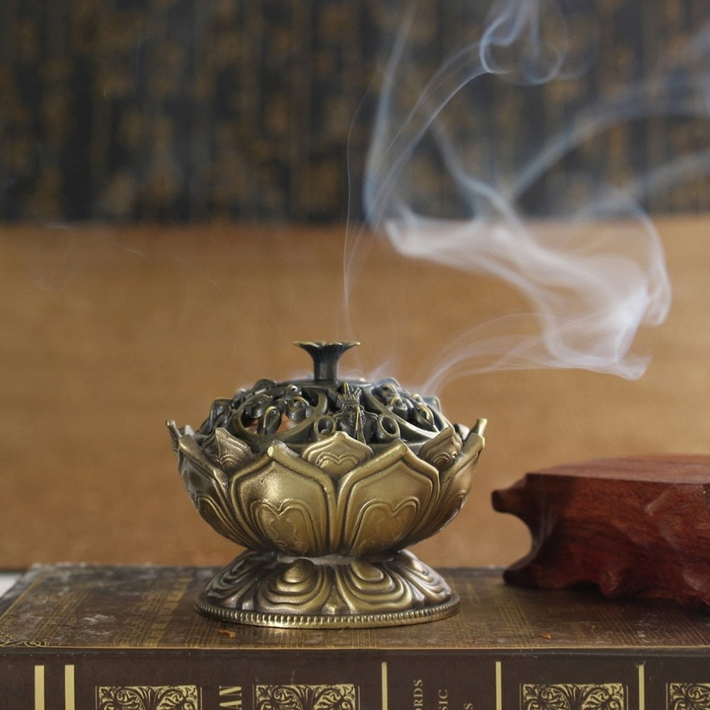 Buddha Lotus Alloy Incense Burner