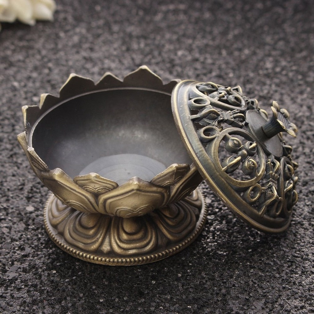 Buddha Lotus Alloy Incense Burner