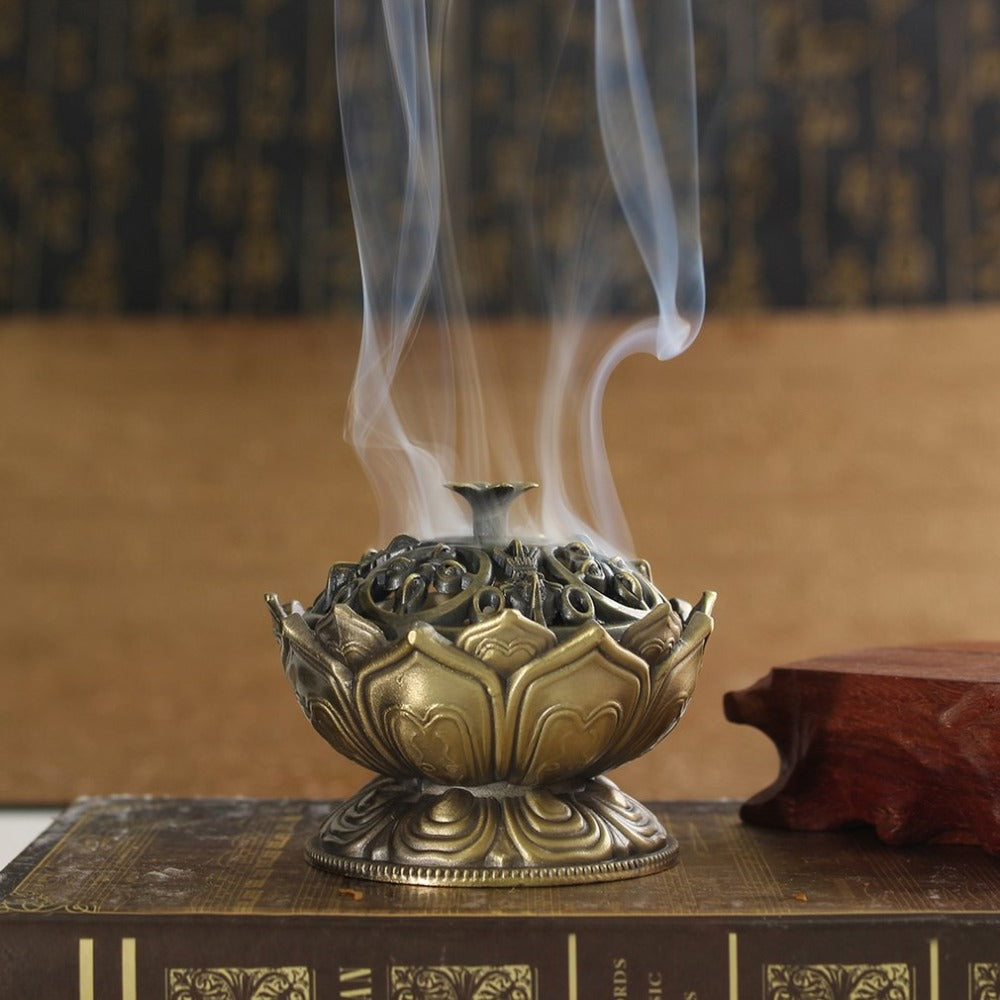 Buddha Lotus Alloy Incense Burner