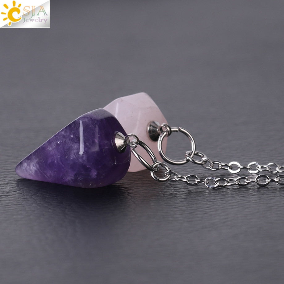 Natural Stone Hexagonal Reiki Pendulum