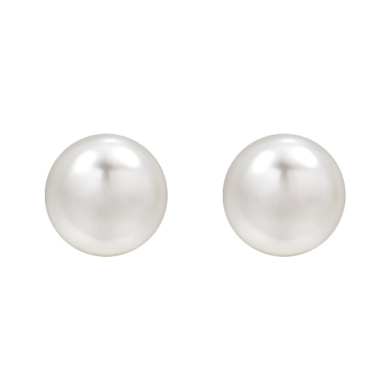 925 Silver Dome Pearl Stud Earrings