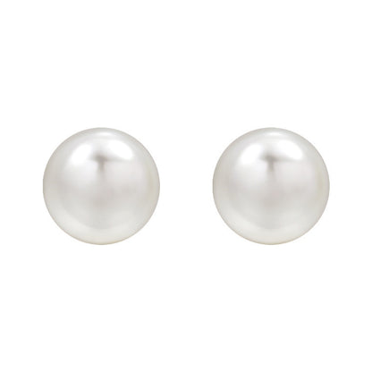 925 Silver Dome Pearl Stud Earrings