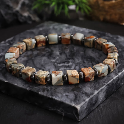 Square Natural Stone Bracelet Handmade Unisex Jewelry