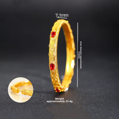 Red Gemstone Clasp Copper Gold Palace Style Vintage Bracelet