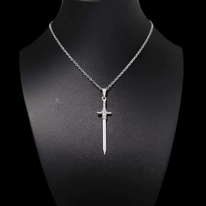 Gothic Cross Sword Pendant Necklace