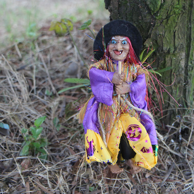 Vintage Witch & Broomstick Halloween Pendant Ornament