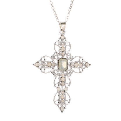 Bohemian Electroplated Cross Necklace