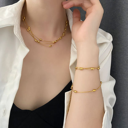 Oval Bead Snake Chain — Titanium Steel