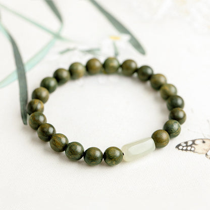 Original Old Material Green Sandalwood Buddha Beads Bracelet