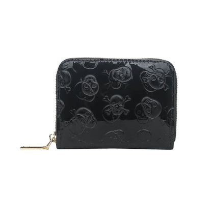 Black Embossed PU Leather Coin Purse with Multi-Card Slots