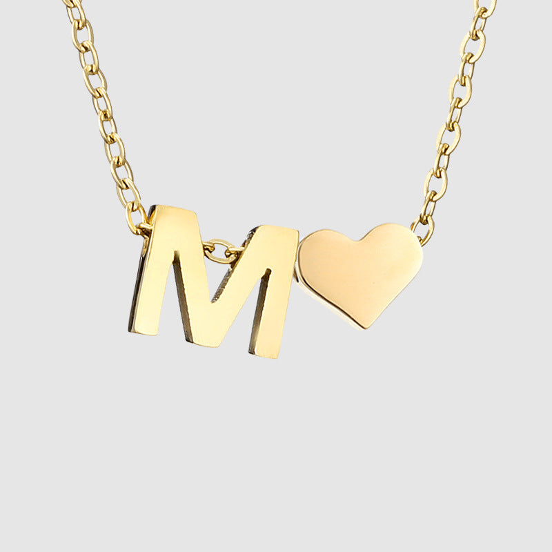 English Letter Heart Charm Necklace Bracelet