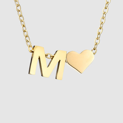 English Letter Heart Charm Necklace Bracelet