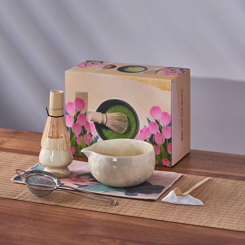 Crystalline Glaze Ceramic Matcha Set — 7 Piece