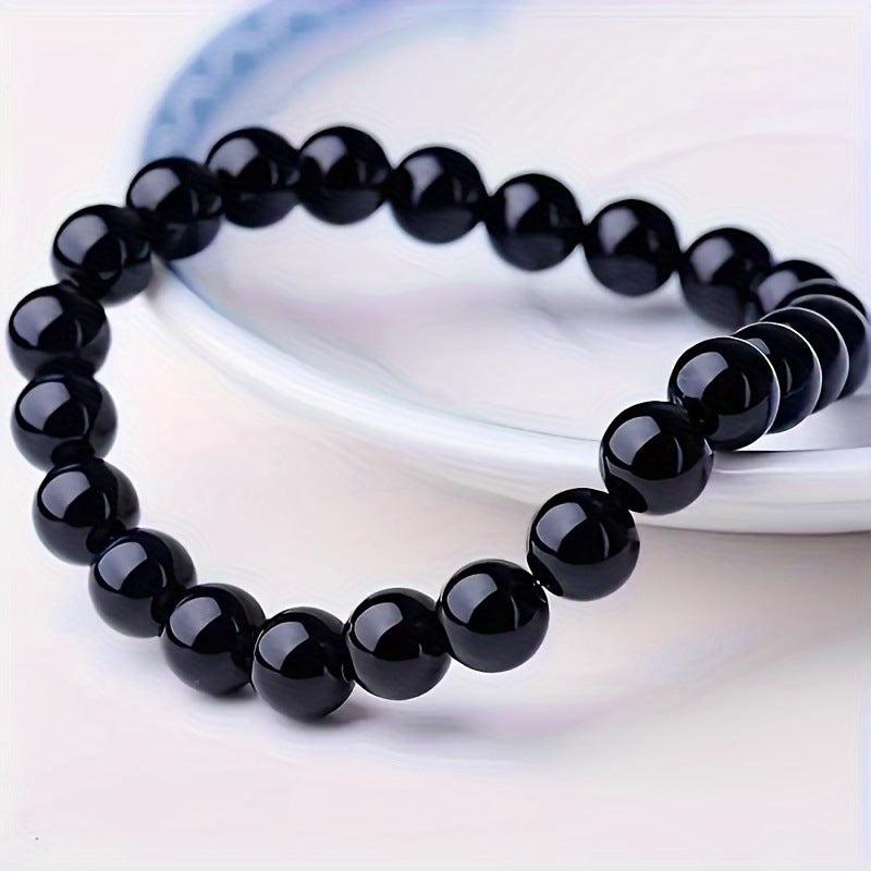 Elastic Beaded Bracelet with Rose Quartz and Tiger Eye