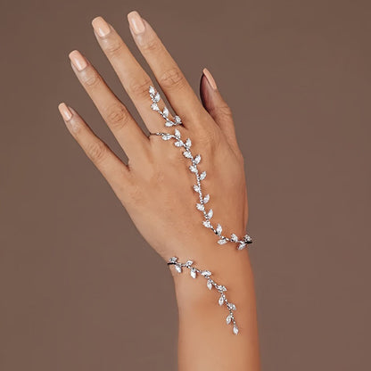 Rhinestone Leaf Bracelet for Women