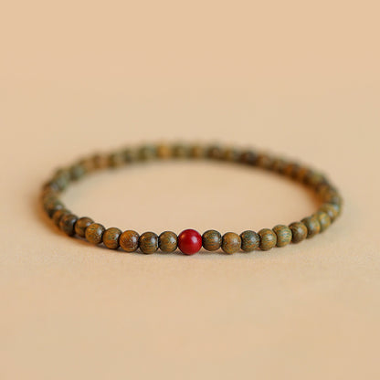 Original Old Material Green Sandalwood Buddha Beads Bracelet