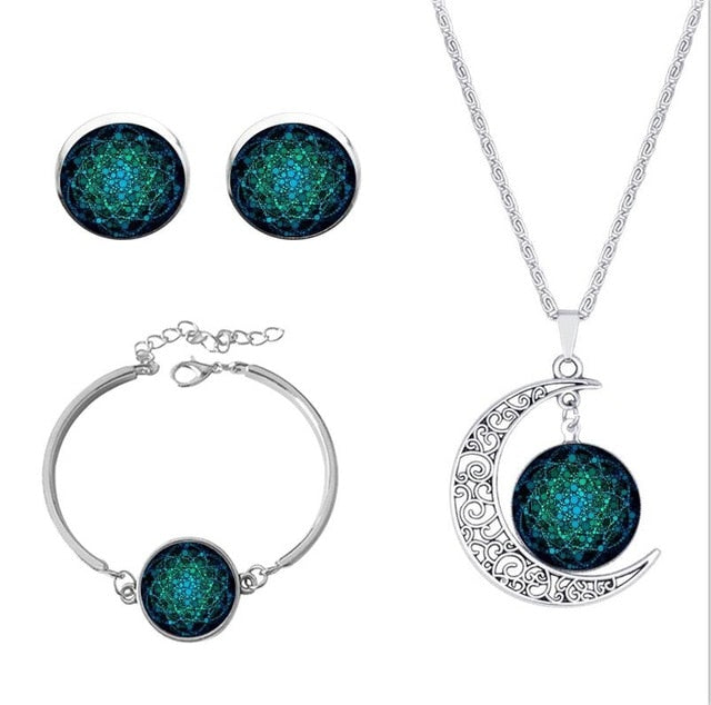 Flower of Life Glass Dome Pendant Necklace