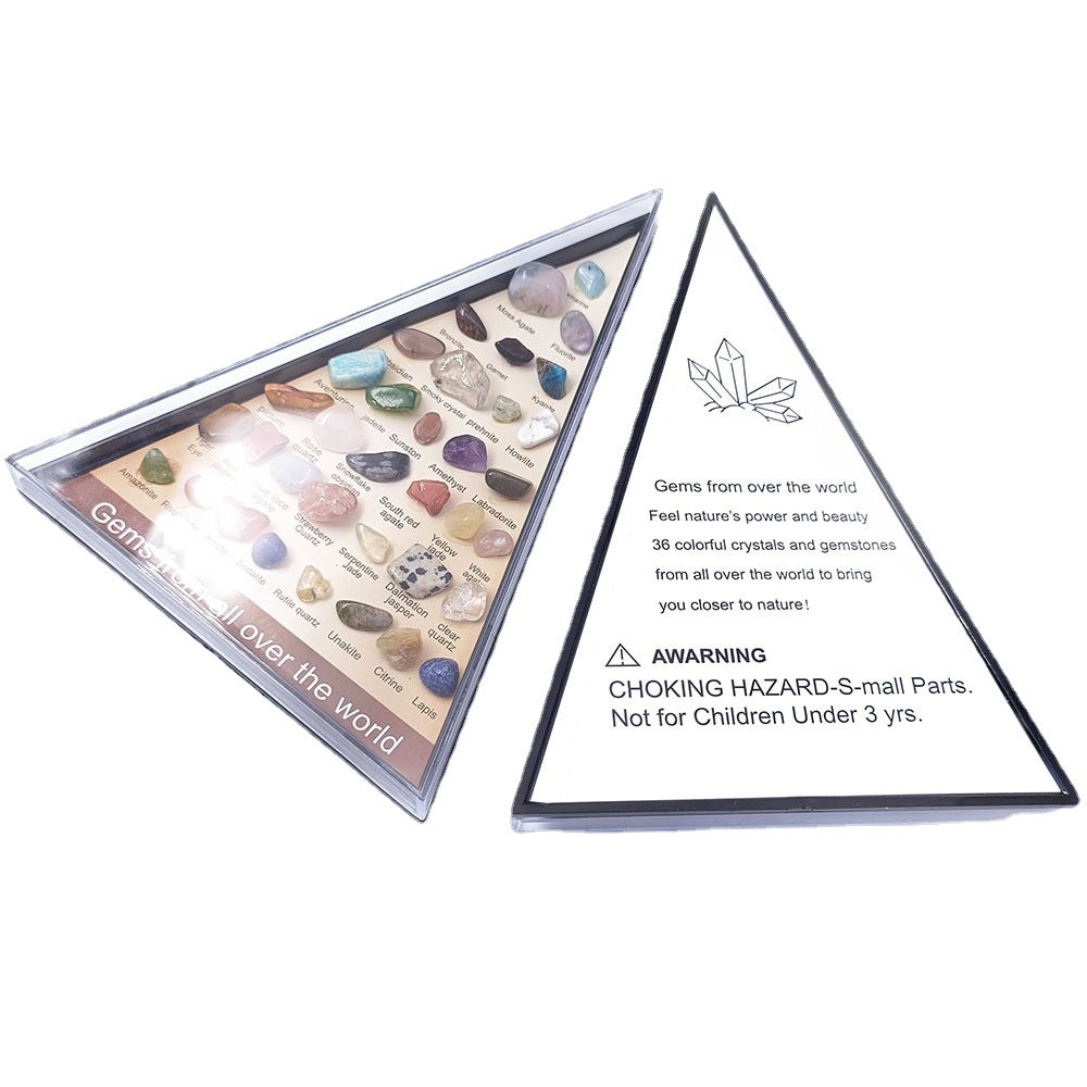 36-Piece Natural Crystal Mineral Specimen Collection Box