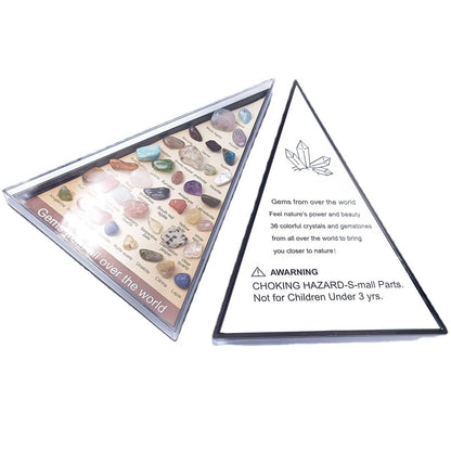 36-Piece Natural Crystal Mineral Specimen Collection Box