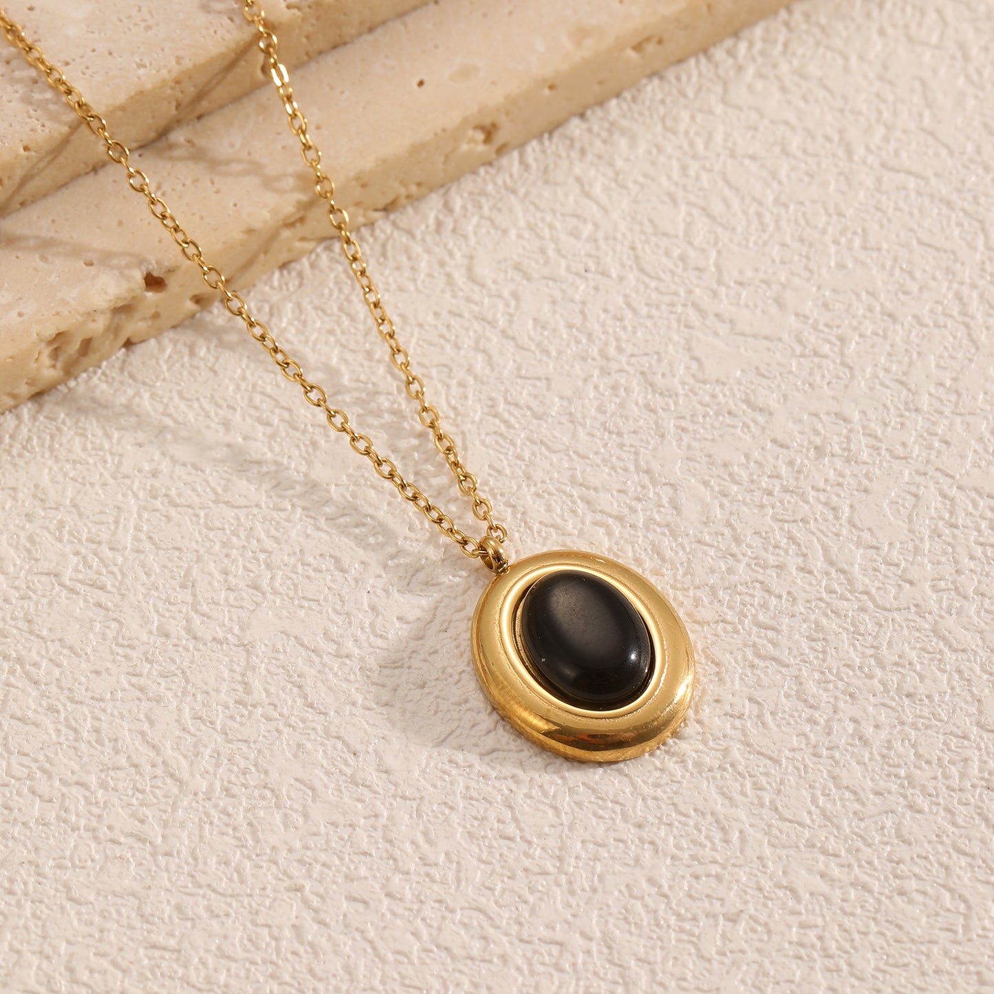 Tiger Eye Stone Oval Pendant Necklace