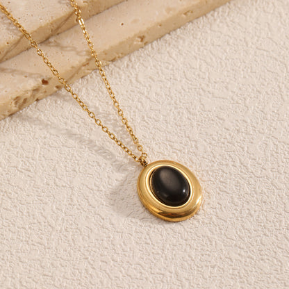 Tiger Eye Stone Oval Pendant Necklace
