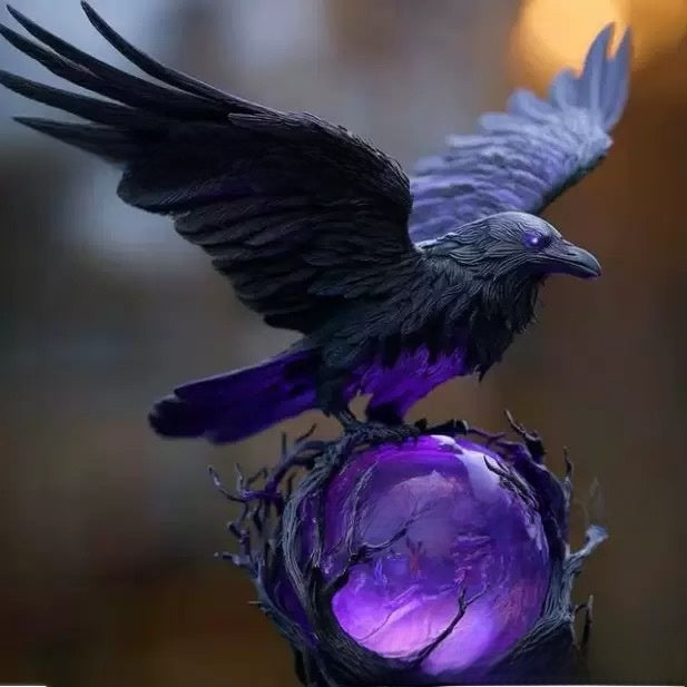Gothic Raven Moonlight LED Resin Lamp
