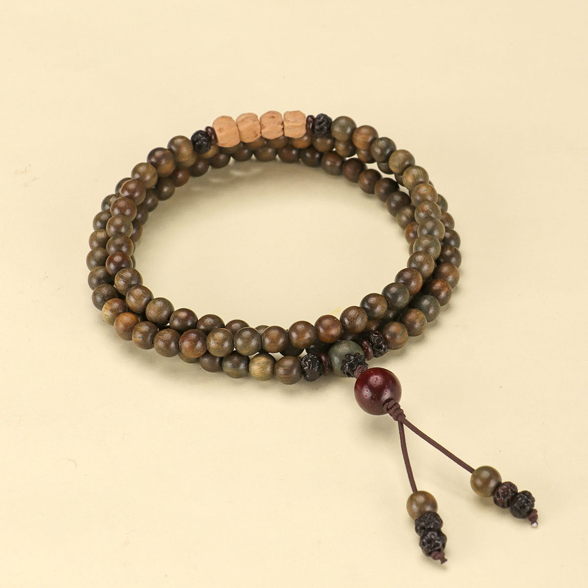 Original Old Material Green Sandalwood Buddha Beads Bracelet