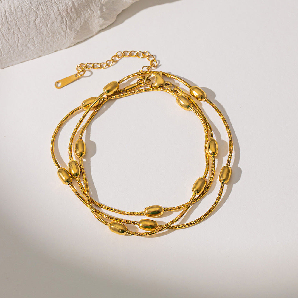 Oval Bead Snake Chain — Titanium Steel