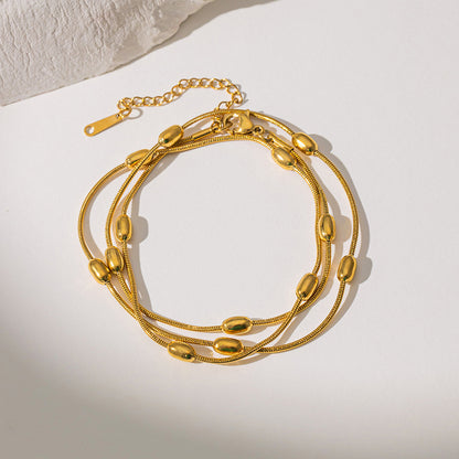 Oval Bead Snake Chain — Titanium Steel