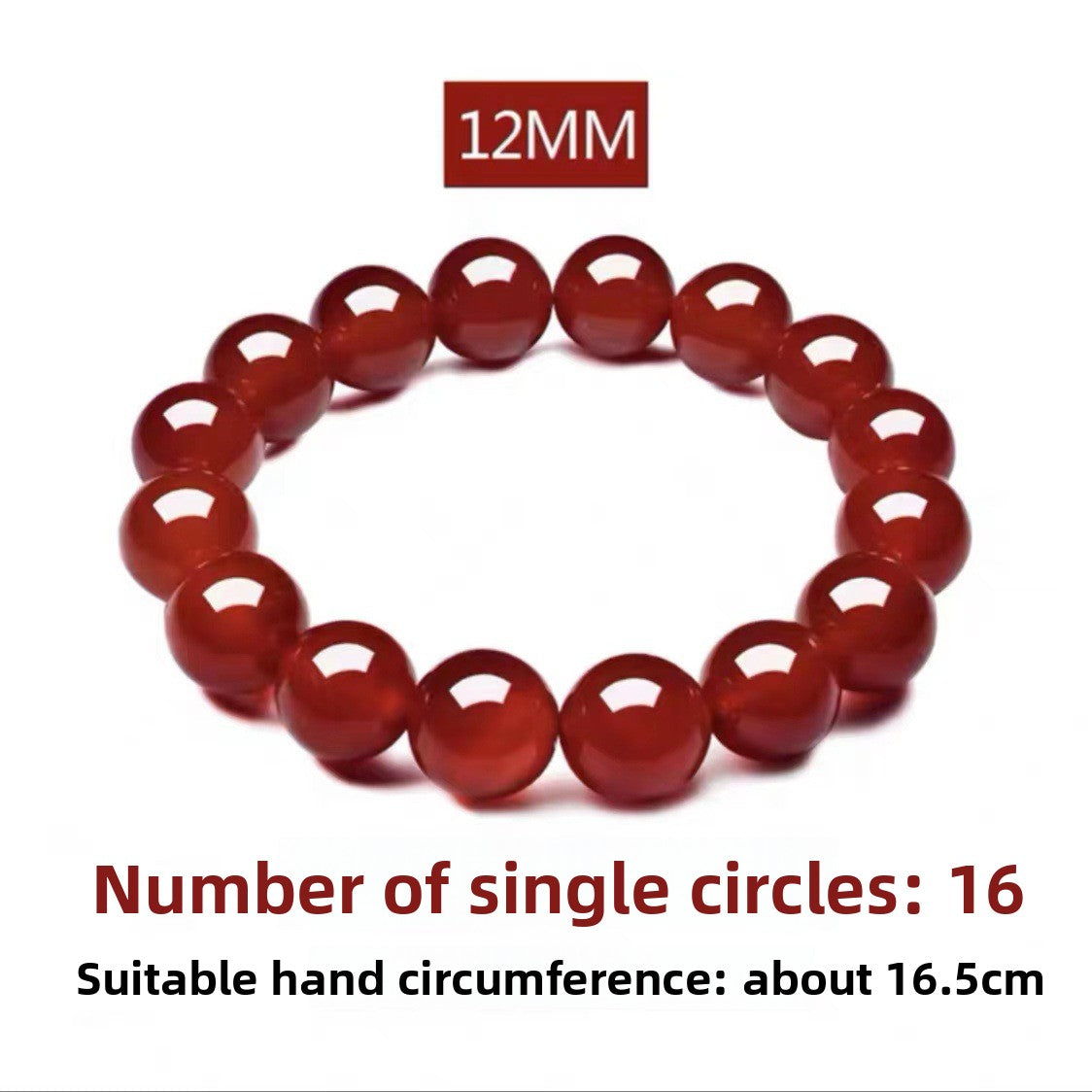 Natural Agate Bead Bracelet | Red & White | 4 Sizes