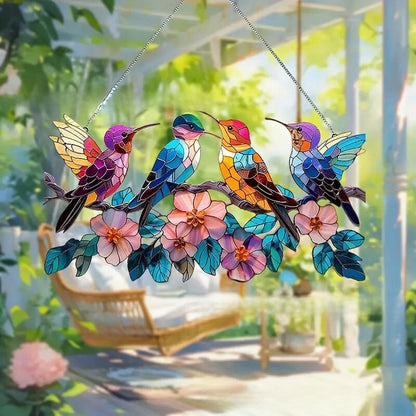 Butterfly Bird Stained Glass Sun Catcher Home Decoration