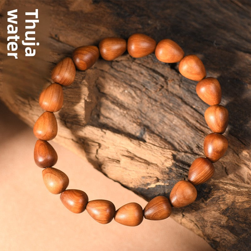 Thuja Wood Water Drop Bead Bracelet | 36 Beads | 8mm | Spiritual Jewelry