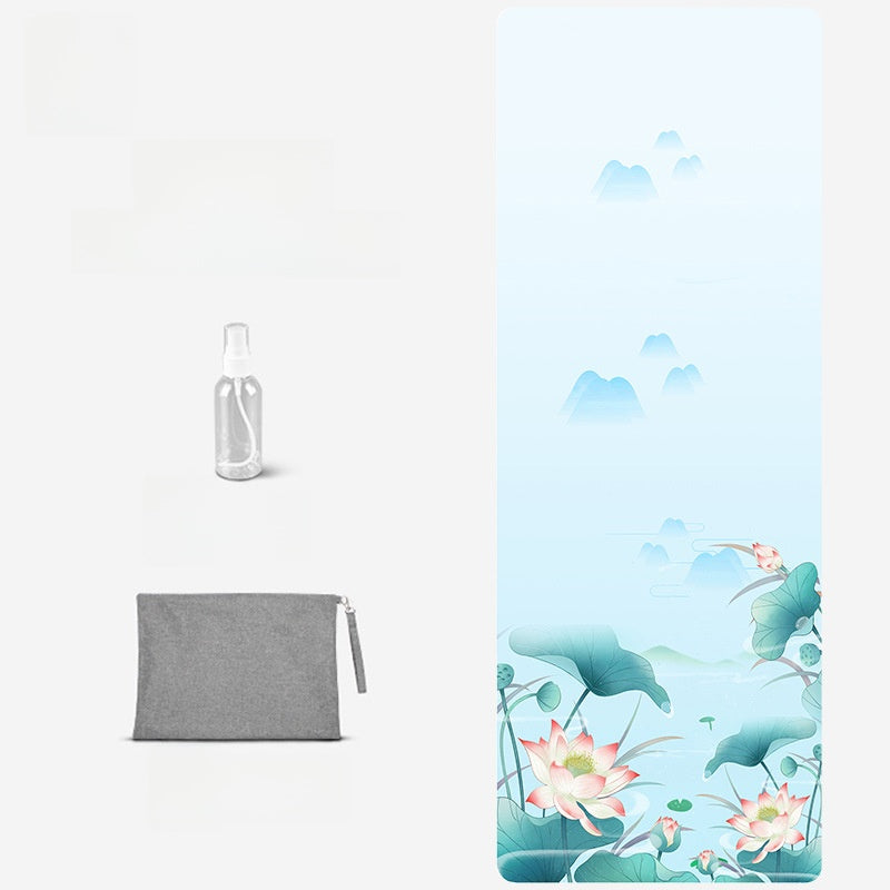 Foldable Suede Yoga Mat — Natural Rubber Base