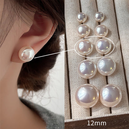 925 Silver Dome Pearl Stud Earrings