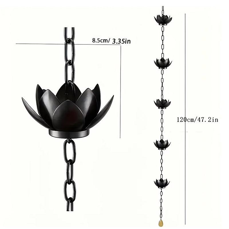 Lotus Rain Chain for Gutters — Decorative Metal Downspout