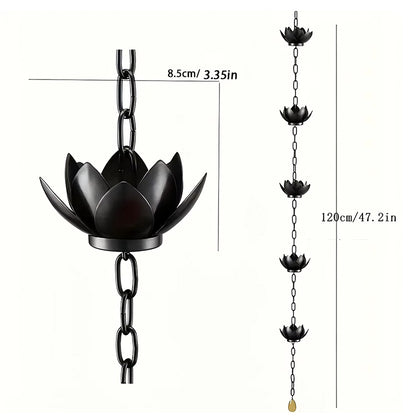 Lotus Rain Chain for Gutters — Decorative Metal Downspout