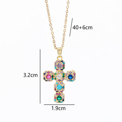 Gold Plated Cross Necklace with Zircon