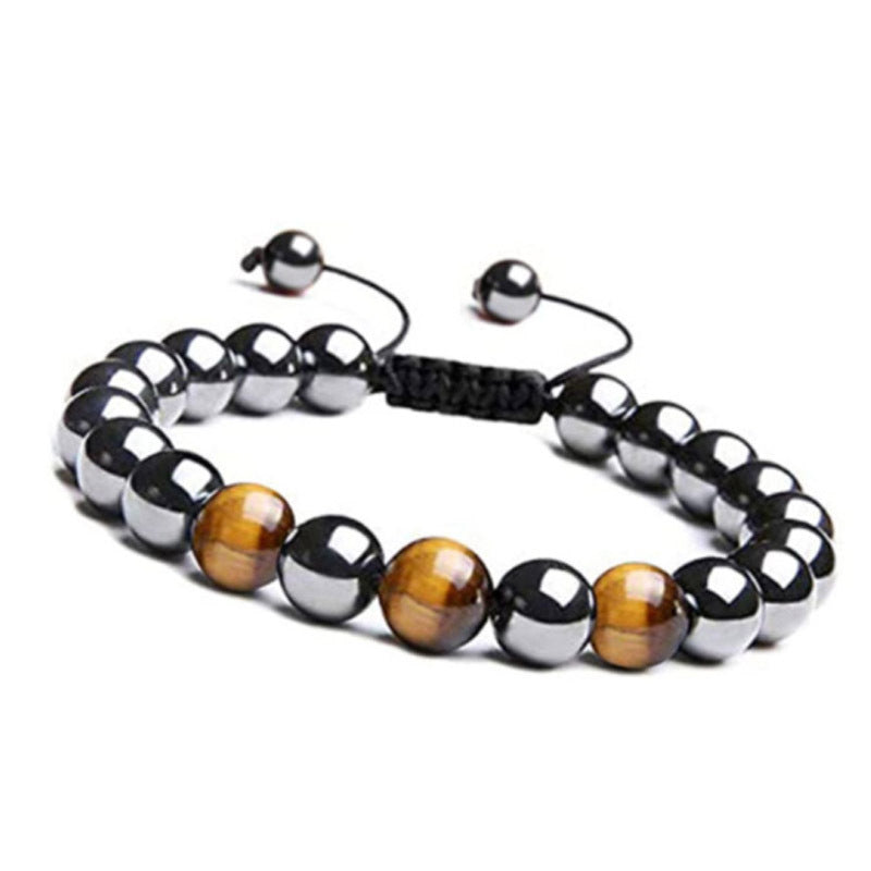 Matte Agate and Hematite Bead Adjustable Bracelet