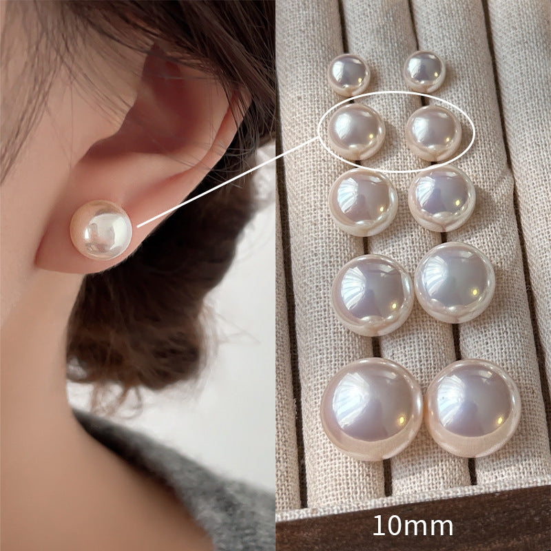 925 Silver Dome Pearl Stud Earrings