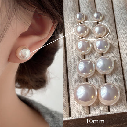 925 Silver Dome Pearl Stud Earrings