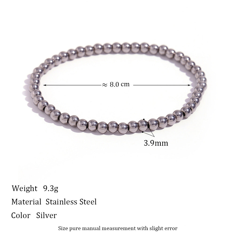 Retro Geometric Elastic Bead Bracelet Stainless Steel Gold Plated