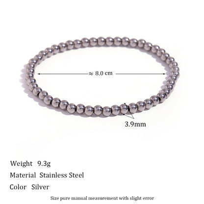 Retro Geometric Elastic Bead Bracelet Stainless Steel Gold Plated