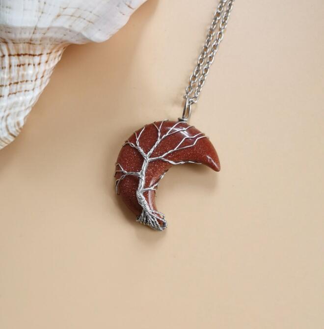 Tree of Life Natural Stone Pendant Necklace