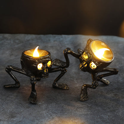Halloween Skull & Ghost Hand Candle Light