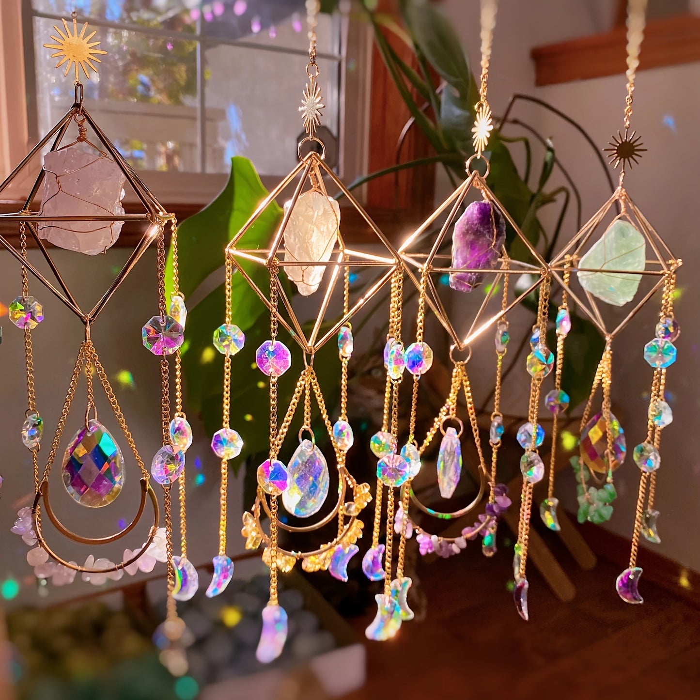 Amethyst Sun Catcher Wind Chime Pendant