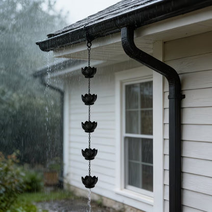 Lotus Rain Chain for Gutters — Decorative Metal Downspout