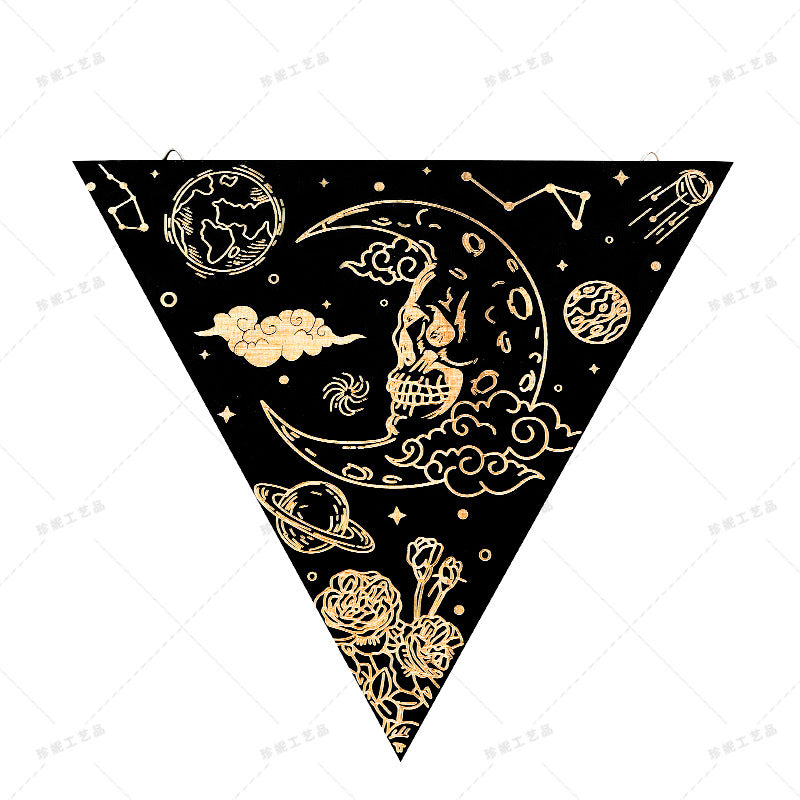 Bohemian Wall Decor Sun Moon Yoga Wall Decor Lozenge Wood Eye Sign Triangle Pendulum Board