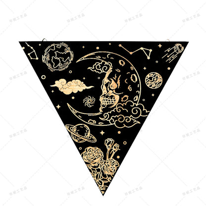 Bohemian Wall Decor Sun Moon Yoga Wall Decor Lozenge Wood Eye Sign Triangle Pendulum Board