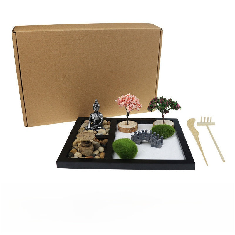 Zen Sand Tray Resin Home Decor Buddha Statue Ornament