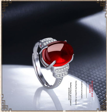 Sterling Silver Open Adjustable Gemstone Ring